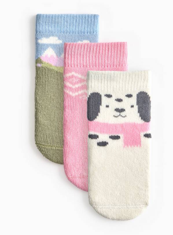 Winter Theme Terry Socks 3 Pack 1-6 months